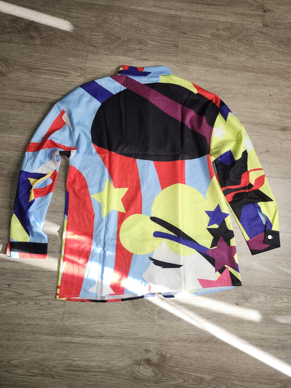 Over Apparel Colorful Star-Print Button-Down Women's Dress - Picture 8 of 8
